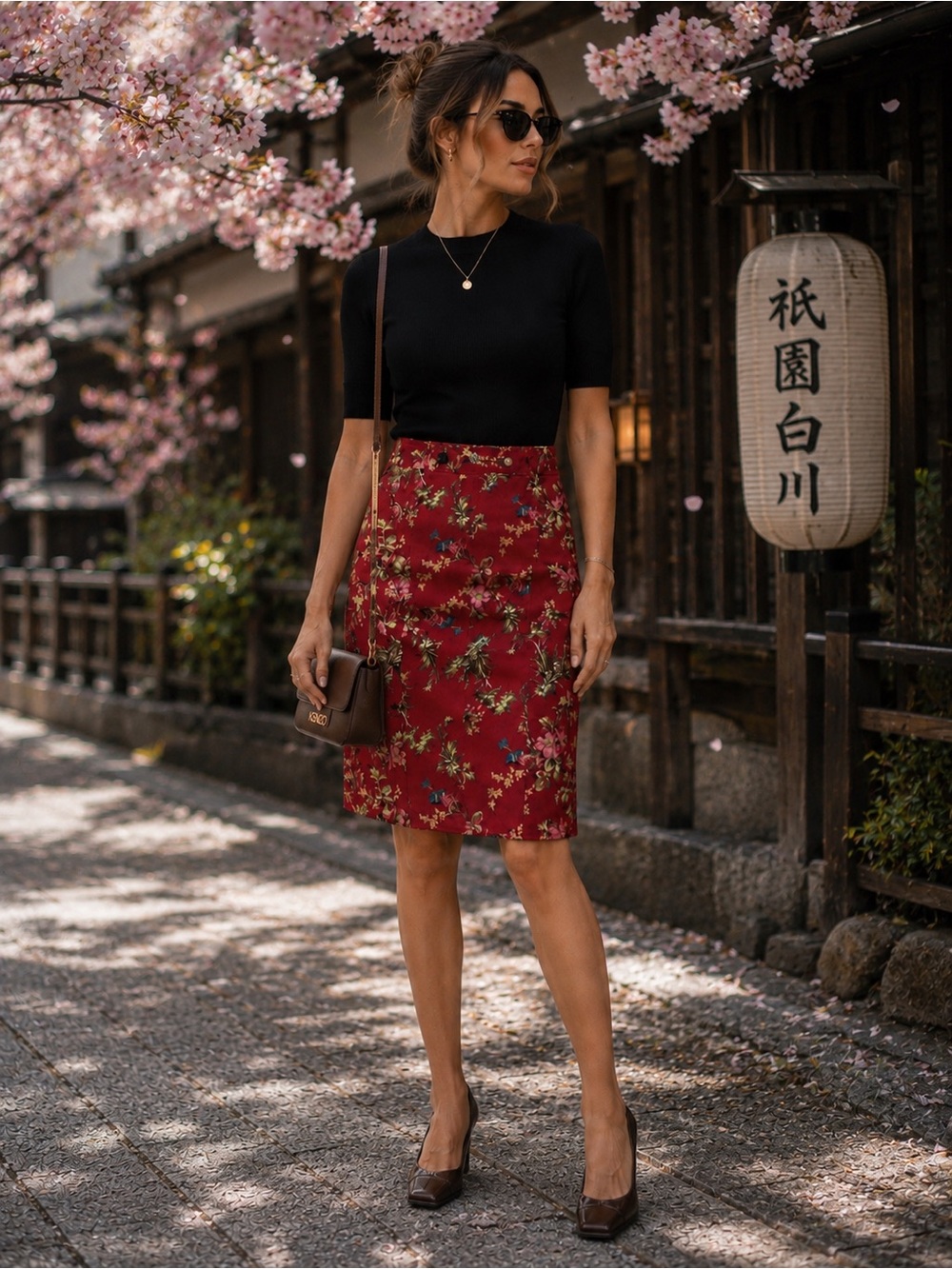 Kenzo Défilé Floral Pencil Skirt FR44 Vintage Made in France